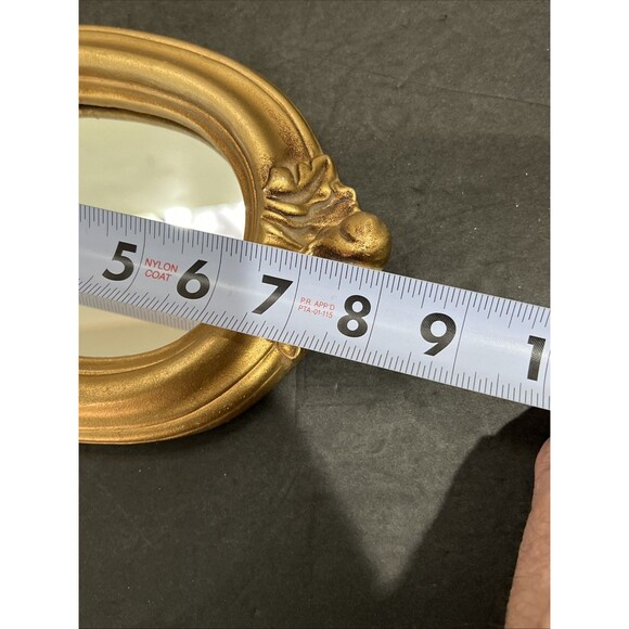 Gold Gilt Ornate Plaster Wall Mirror Rococo Baroque Style Oval Small Vintage - Picture 9 of 16